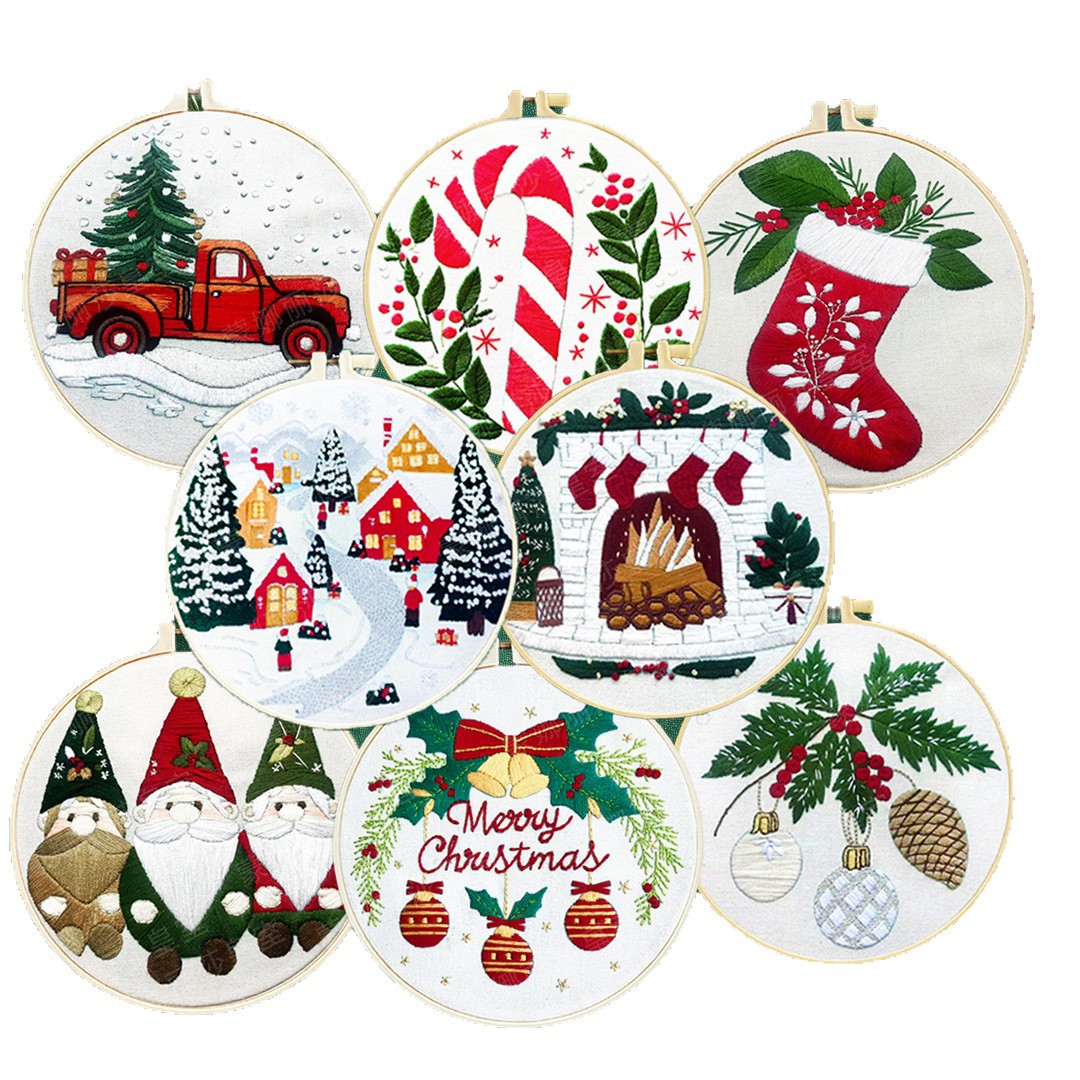 2025 Navidad transfronteriza nueva colección de bordado de Navidad bordado de Navidad