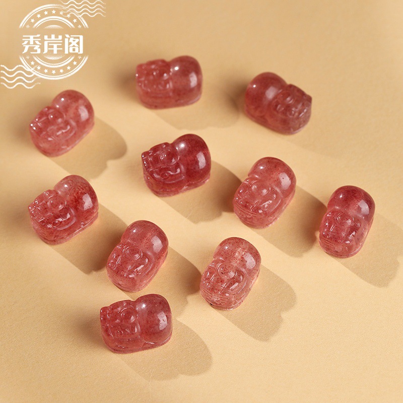 Natural Crystal Pixiu Through-Hole Accessories, Multi-Color DIY Bracelet Beads, Fortune-Attracting Pixiu Jewelry Accessories