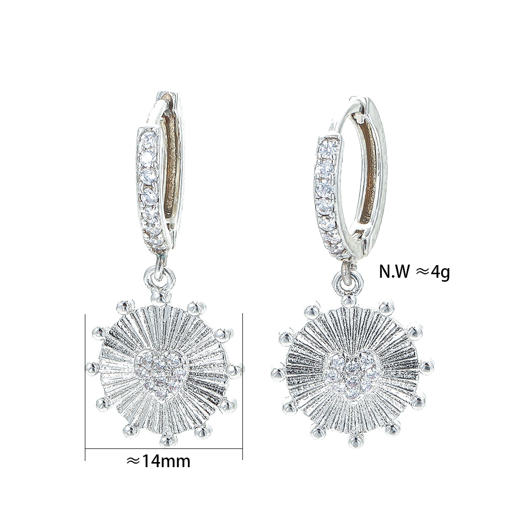 Wholesale Retro Irregular Face Inlaid Zircon Earrings display picture 3