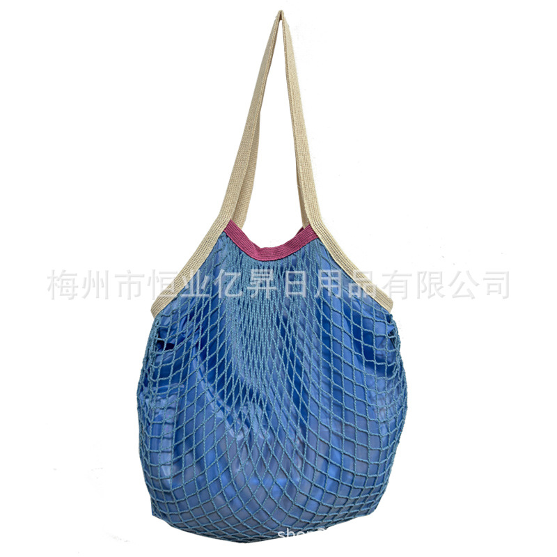 Bolsa de malla de algodón portátil al por mayor Bolsa de compras Supermercado Bolsa de malla de verduras y frutas Bolsa de compras Bolsa tejida hueca