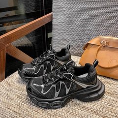 厚底网面老爹鞋女2025秋新款透气户外运动登山慢跑鞋女休闲运动鞋