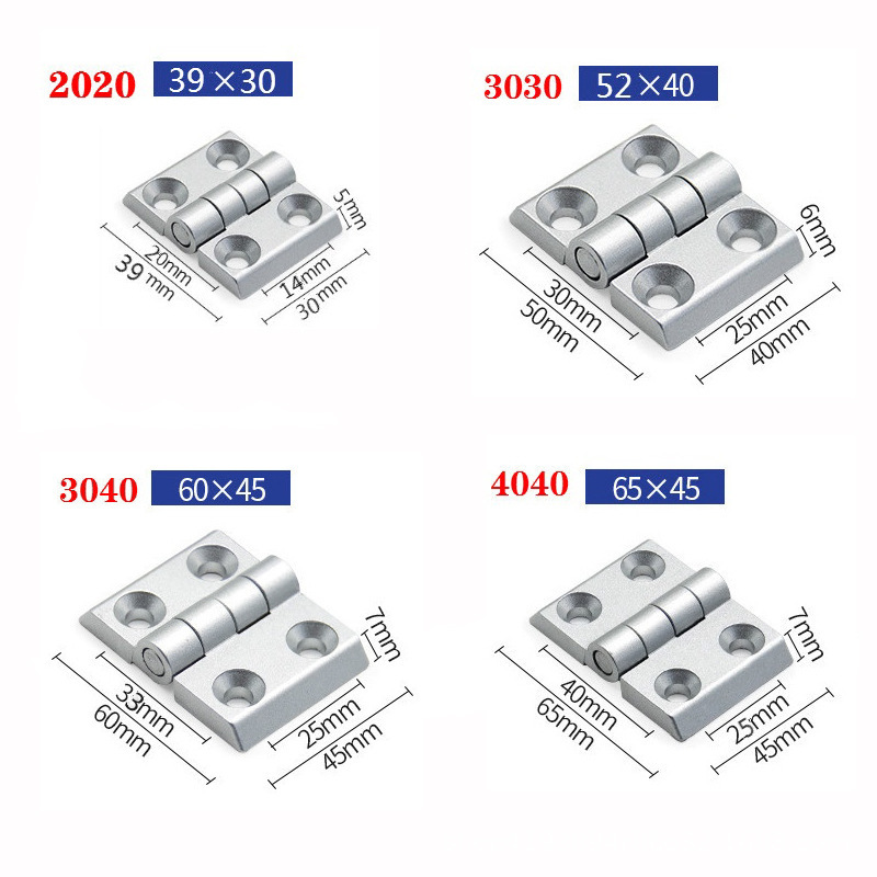 アルミ形材厚手ヒンジ亜鉛合金ヒンジ金属銀アルミニウム2020/3030/3040/4040ヒンジ|undefined