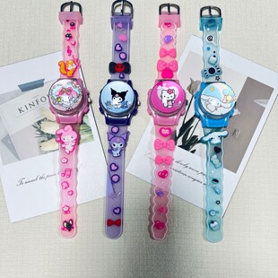 Children's Cartoon Watch Luminous Rotatable Flip Quartz Watch Culomi Primary School Girl's Watch Birthday Gift