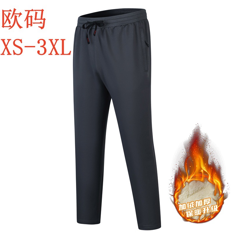 欧美针织运动棉裤男女士户外秋冬加绒加厚羊羔绒裤子Temu厂家供销