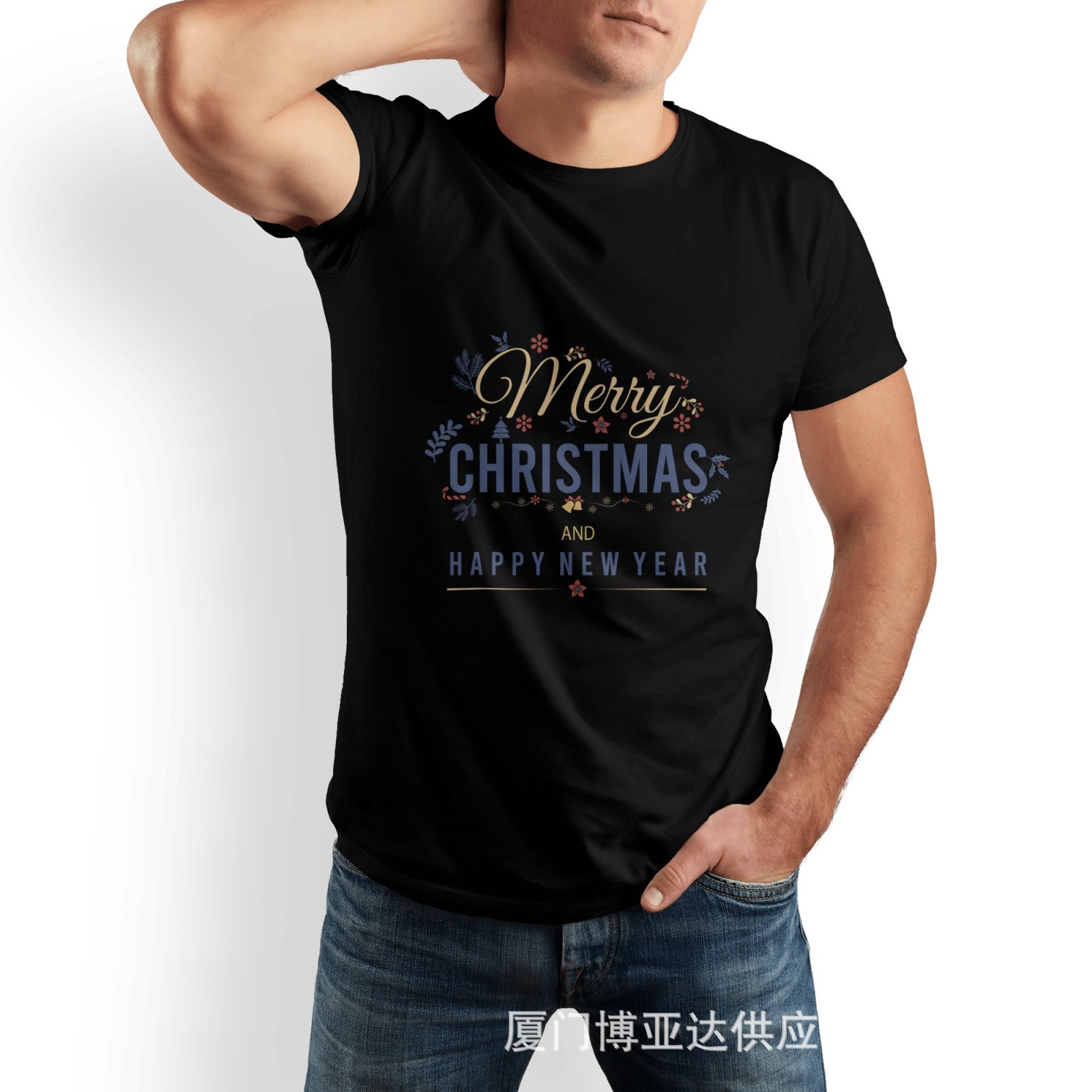 亚马逊爆款热卖男士棉T恤ETSY一件定 制POD透气薄款舒适短袖上衣