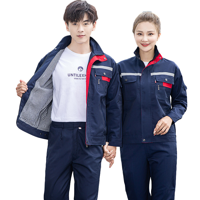 ポリエステル綿作業服男女春秋長袖双反射条工服工場工場建築作業服労働保護服ロット|undefined