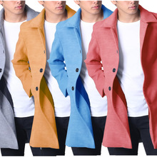 欧版25新品亚马逊大码毛呢大衣男亚TEMU外套中长款多色多码单排扣