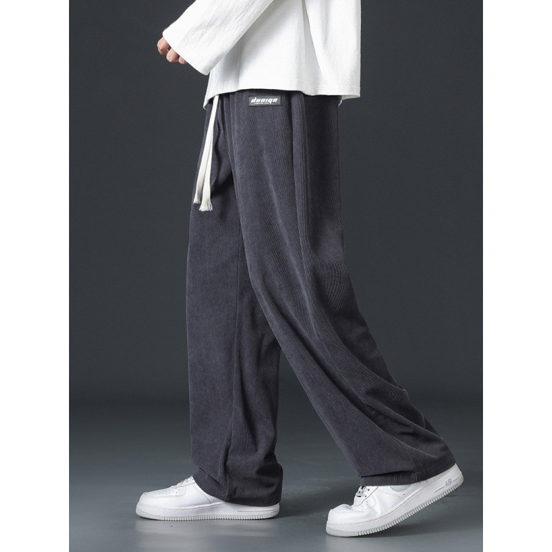 Pantalones rectos de cordillera para hombres primavera y otoño marca de tendencia nuevo relajado colgante deportivo etiqueta casual pantalones largos de piernas anchas image 2