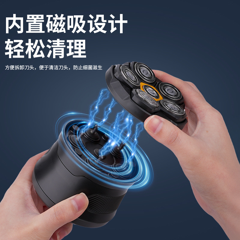 Corte de pelo casero de hombre 6D cabeza de succión magnética afeitadora de alta potencia cuchilla de barba máquina de lavado de cuerpo completo