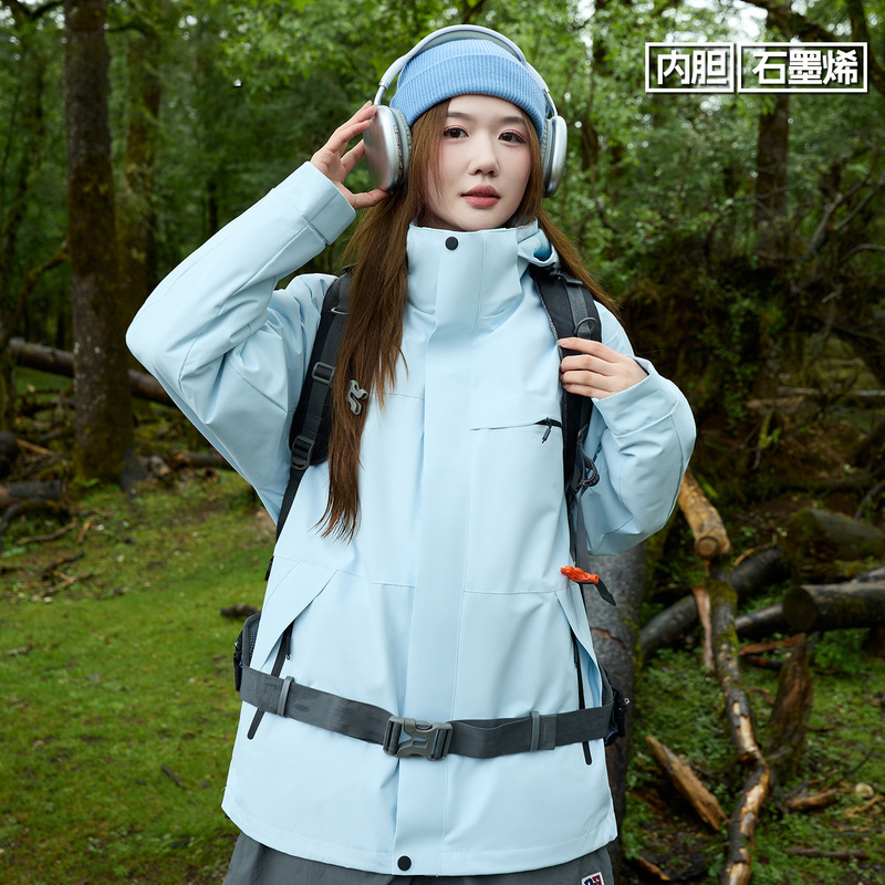 爆款骆驼同款冲锋衣三合一女抓绒两件套户外旅行外套登山服冬定制|undefined