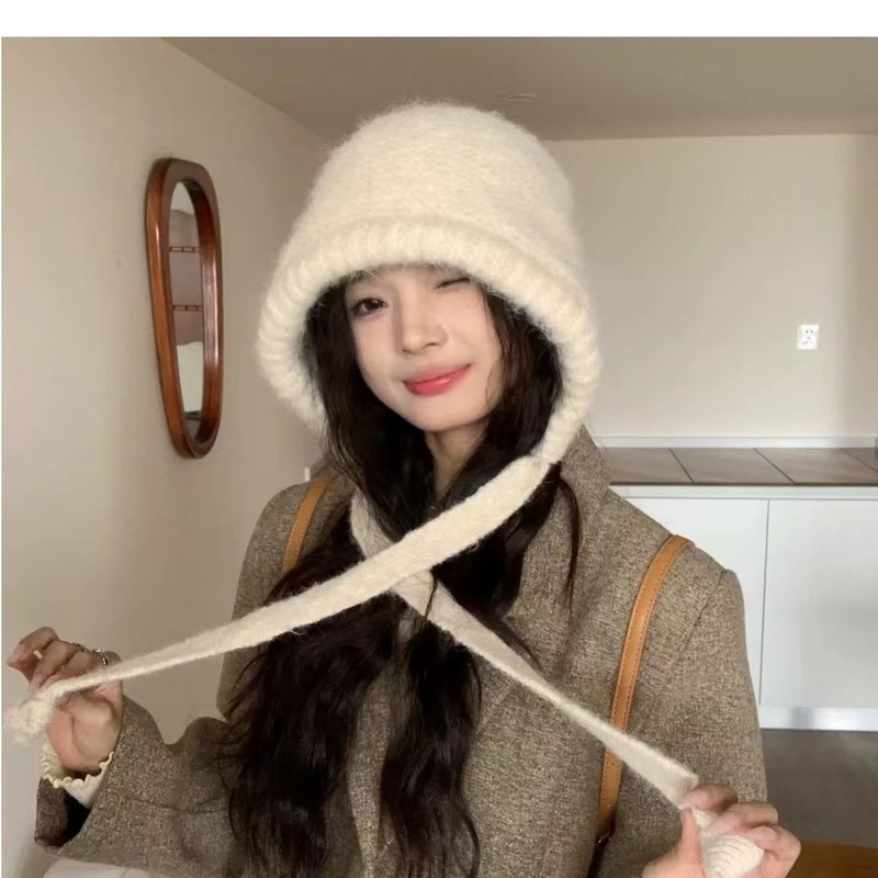 费尔岛风针织帽子女秋冬季复古巴拉克拉法帽包包帽保暖护耳毛线帽|undefined