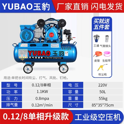 Air compressor industrial grade large 380V high pressure air pump small 220V spray paint air pump auto repair air compressor (Hava kompressorları) - copper-11kw-two-cylinders-0128-single-phase