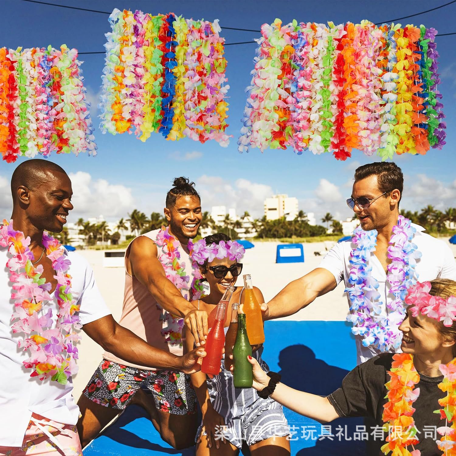 Guirnalda de fiesta hawaiana nueva combinación de combinación multicolor para fiestas de cumpleaños navideñas con guirnaldas de tela