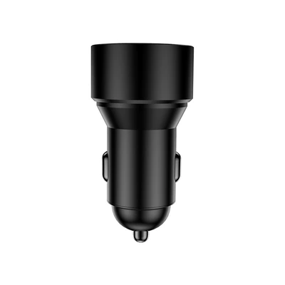 Car charger 5V2.4A multifunctional car cigarette lighter conversion plug digital display metal car charger factory (Mobil şarj cihazları) - black