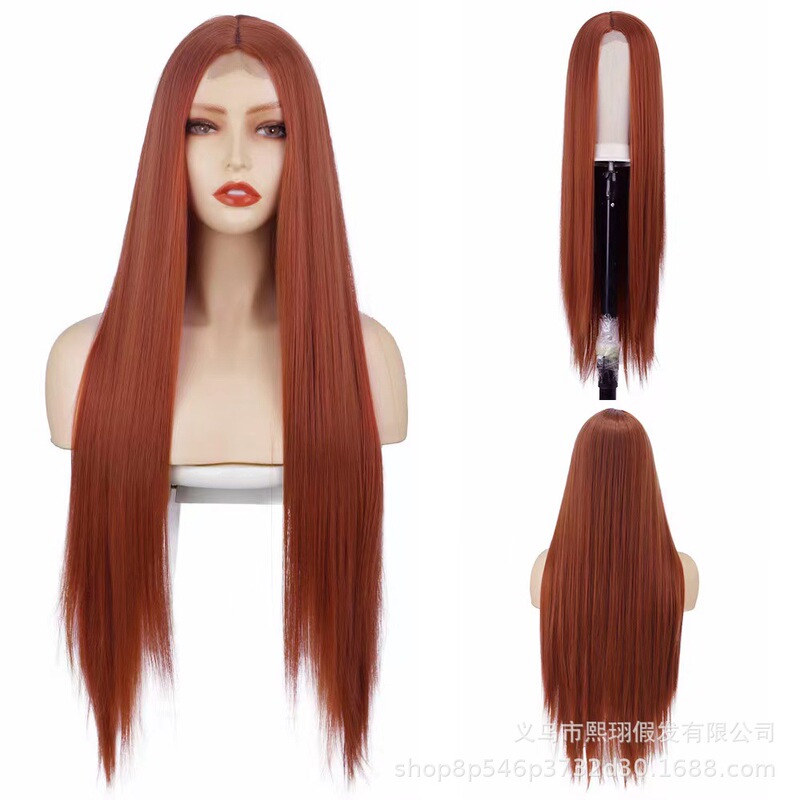 Amazon cross-border European and American wig women's long straight hair split fiber head cover outside the spot wholesale wigs wigs