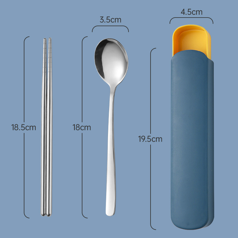 Acero inoxidable portátil vajilla cuchara palillos de dos piezas tazón de fideos instantáneos taza de comida rápida vajilla traje
