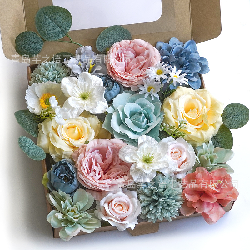 Nueva flor artificial con poste de la flor de la boda decoración ambiente props decoración al aire libre caja de regalo flor hortensia DIY flor de seda