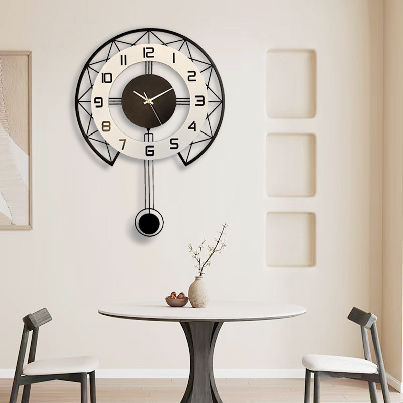 Reloj silencioso nórdico, reloj de pared oscilante, reloj de decoración de sala de estar para el hogar, lujo ligero creativo moderno, nuevo reloj de moda