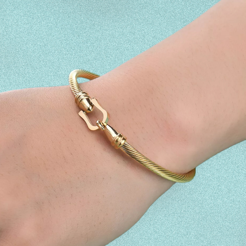 Fashion Round Titanium Steel Plating Bangle