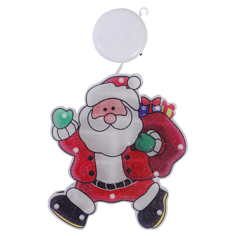 Luces de Navidad con Ventosa en Existencia de Fábrica, Decoración Navideña para Ventanas, Campanas, Colgantes de Papá Noel y Muñeco de Nieve, Luces LED