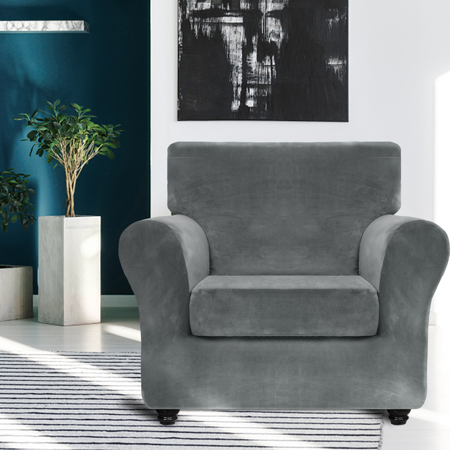 Velvet sofa cover thickened elastic full cover one two three sofa cover full split sofa cushion cover_voghion.com