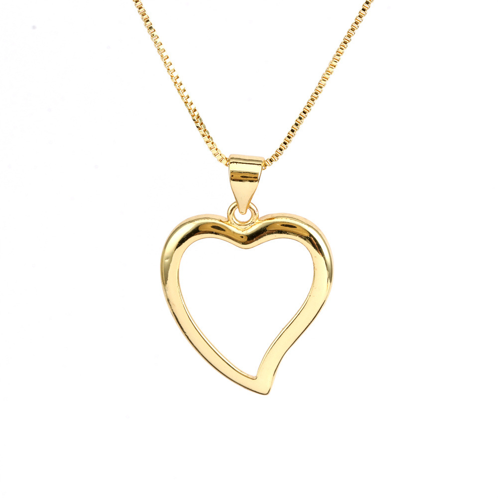 Fashion Heart Shape Copper Plating Zircon Pendant Necklace 1 Piece