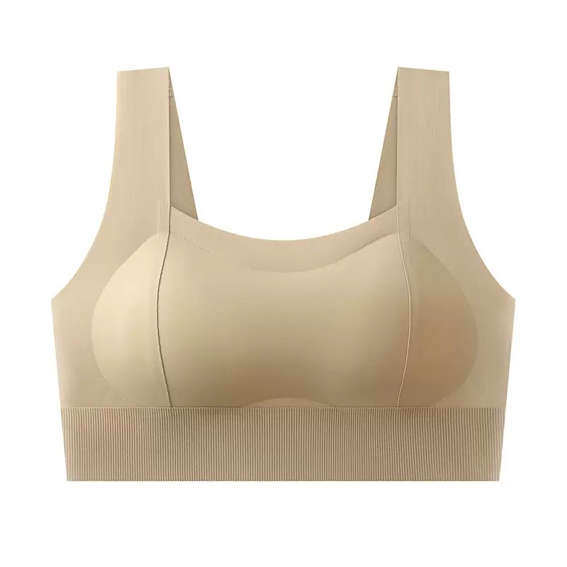 Pecho plano de verano, pecho pequeño, acolchado grande, posavasos gruesos, sin marcas, seda de hielo, estilo chaleco, sujetador, ropa interior fruncida, sin anillo de acero