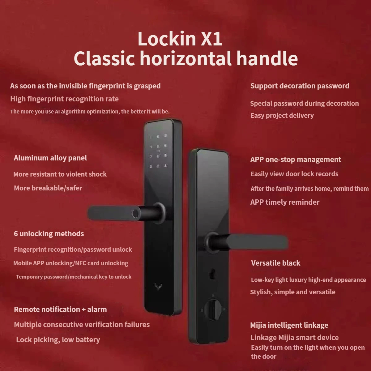 Lockin V5max Luke V5max распознавание лица в 3D, касания ладони, замок соединён с Mijia Apple HomeKit