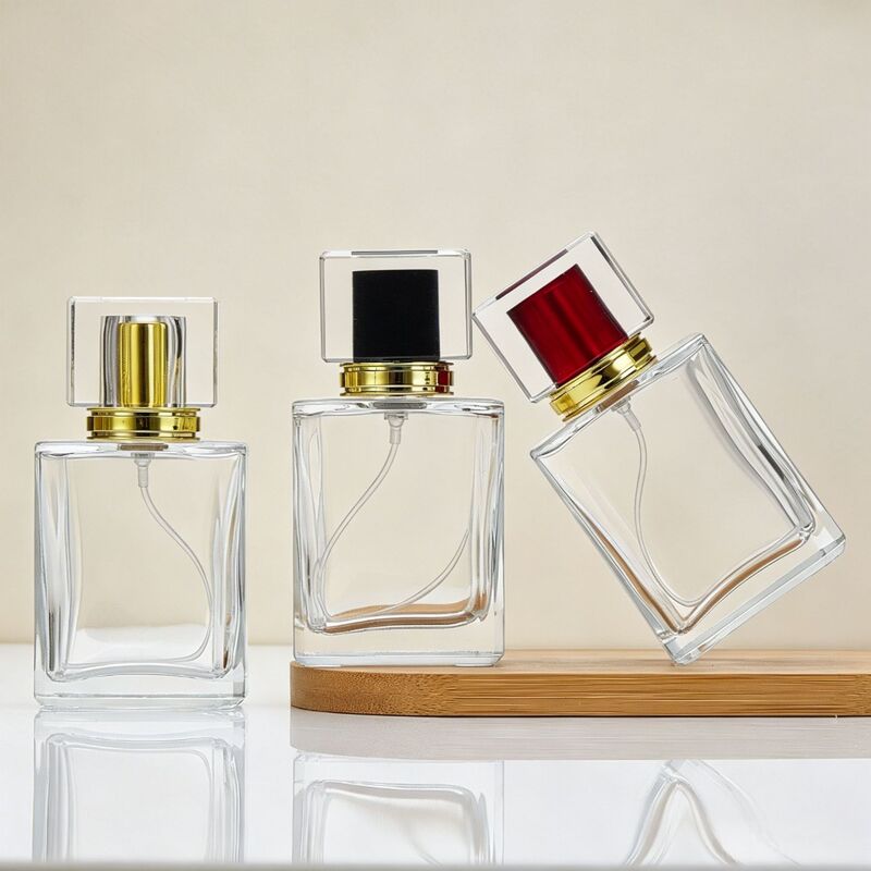 Press-Spray New Cap Perfume Bottle, Thick-Bottomed, Aesthetically Pleasing, Transparent Glass Bottle, Cosmetic Sample Dispensing Bottle, Empty Bottle
