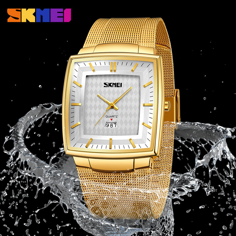 SKMEI Fashion Watch Men's Korean Style Simple Casual Square Dial Calendar Waterproof Quartz Watch