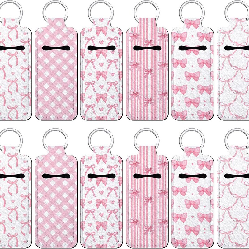 Amazon Women's Lipstick Bag Cover Personalized Creative Keychain Pendant Pink Series Knot Lip Balm Protective Cover