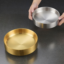 日式三文鱼刺身盘韩式不锈钢双层冰碗可注水水果碗加厚海鲜寿司盘