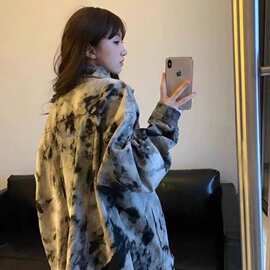 高街辣妹美式复古vibe扎染牛仔外套女春夏宽松水洗夹克上衣ins潮