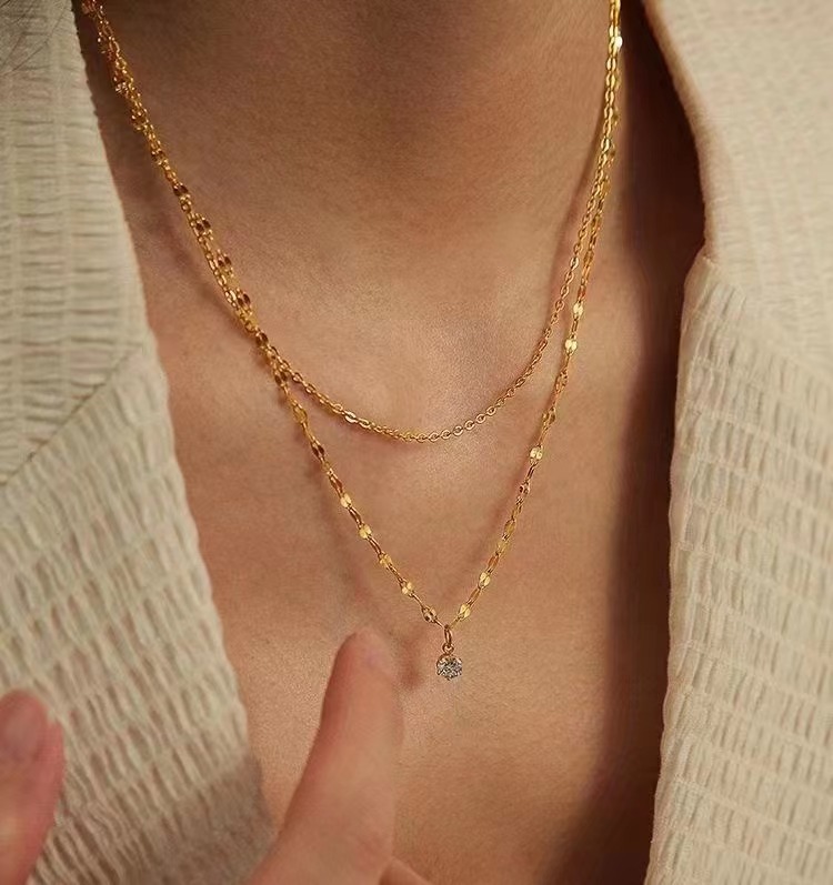 Fashion Geometric Titanium Steel Inlay Rhinestones Necklace 1 Piece