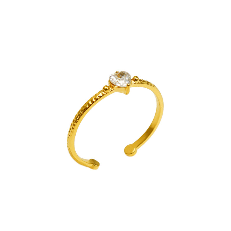 Transfronterizo nuevo acero inoxidable con incrustaciones de circón precioso anillo europeo y americano todo partido titanio acero luz lujo anillo abierto en stock al por mayor