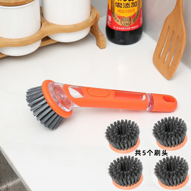 Cocina de mango largo cepillo de paneles artefacto líquido automático cepillo de paneles lavavajillas cepillo de lavavajillas doméstico alambre de acero bola limpia