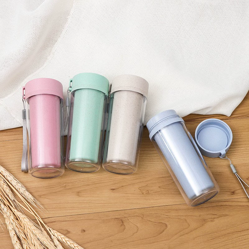 Double -layer transparent insulation plastic cup wheat orange cup wheat incense cup advertisement gift cup activity cup