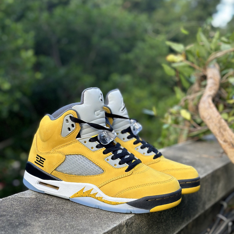 Pure Original Aj5 Wolf Gray Suede Basketball Shoes, Joe 5 Tokyo Mid-Top Retro Sneakers, Casual Sports Shoes, Large Size Men's Shoes