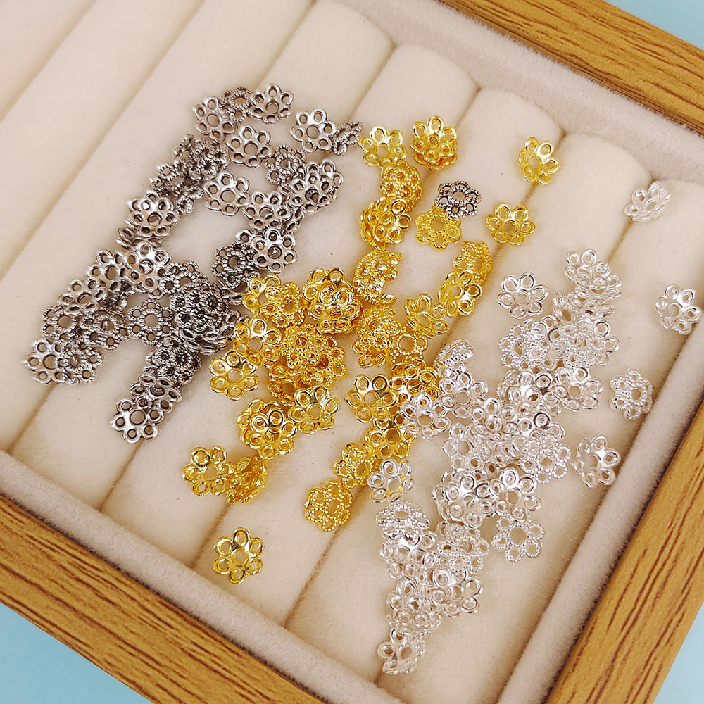 金色花托亮银隔片古银珠托diy手工材料编织串珠手链饰品配件A1