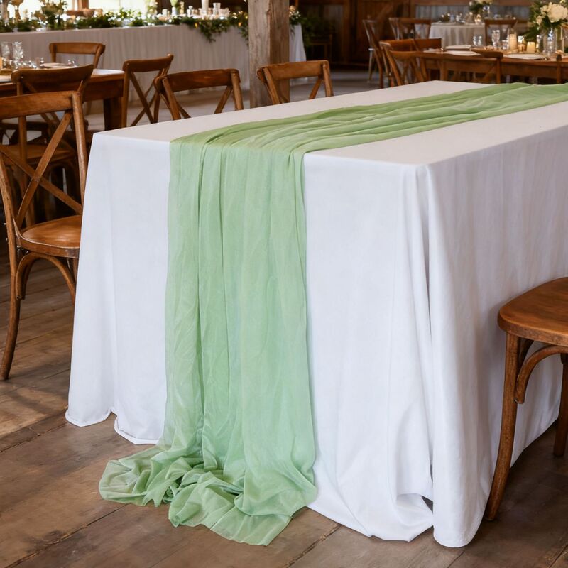 テーブルの旗のカーテンのカーテンの美人の糸のバリの紗の結婚式の誕生日のパーティーの活動は食卓の縮みの布の雪のテーブルクロスを飾ります。|undefined