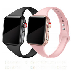 適用蘋果手錶帶apple watch5/4/3/2代小蠻腰雙扣修身硅膠蘋果錶帶