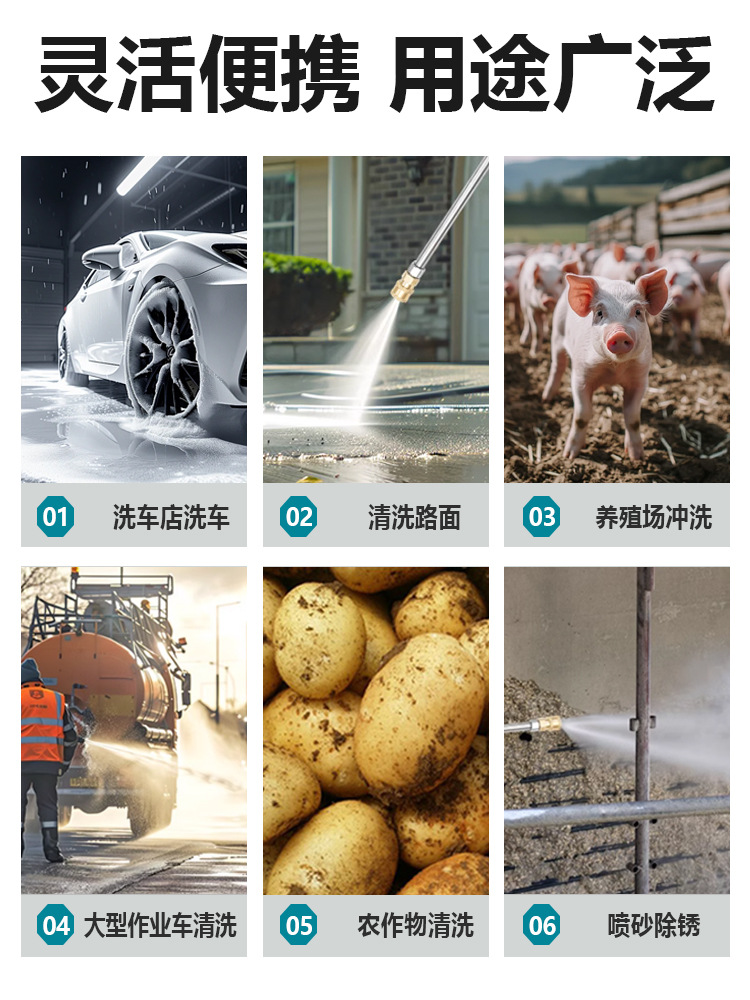 Car Washing Machine Artifact Household 220V High Pressure Water Pump High Power Brush Car Water Powerful Washing Grab Car Washing Machine