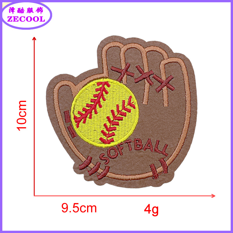 펠트 바닥 * 노란색 * 소프트볼 장갑 * 높이 10cm * 자수
