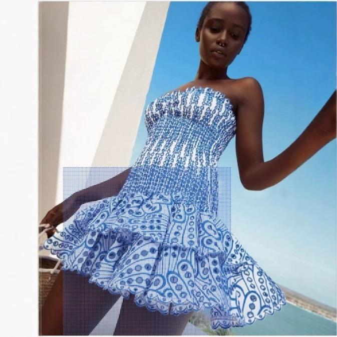 Вьетнамский нишевый дизайн, новое летнее короткое платье в нишевом стиле, синий топ, ультра короткая юбка-тортик