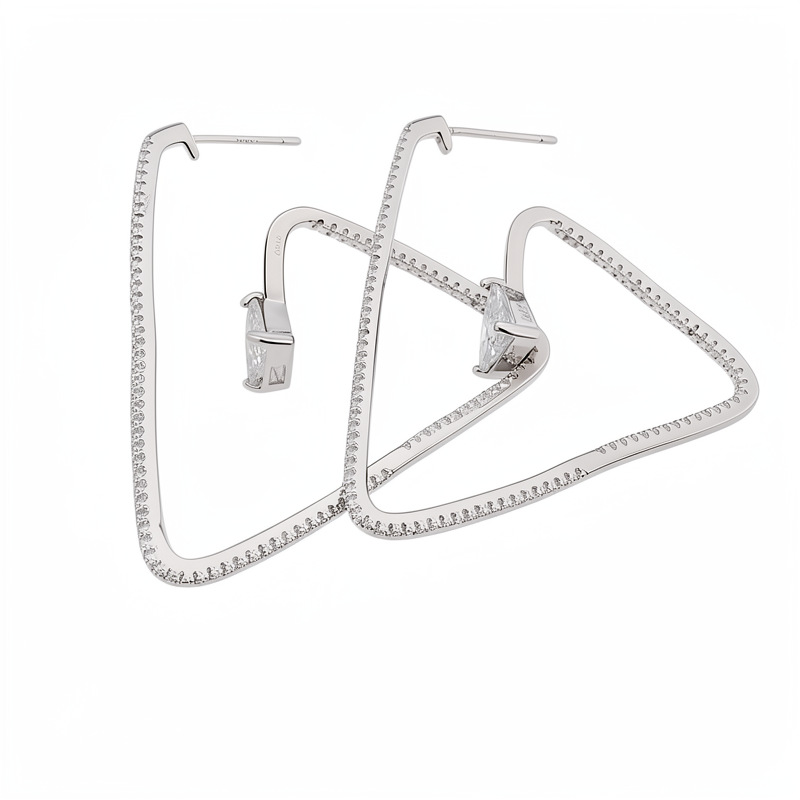 Aguja de plata de zircón triángulo colgante pernos de aretes de estilo europeo y americano exagerado nicho de moda personalidad de diseño de joyas de aretes image 6