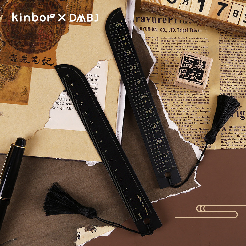 KINBORx DMBJTomb Robbers Notes Joint Black Gold Ancient Knife Creative Ruler Bookmark Student Steel Ruler Stationery