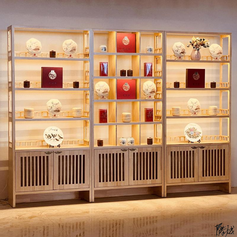 茶叶货柜展示架茶叶柜佛像货架茶饼品古董屏风燕窝玉器鹿茸