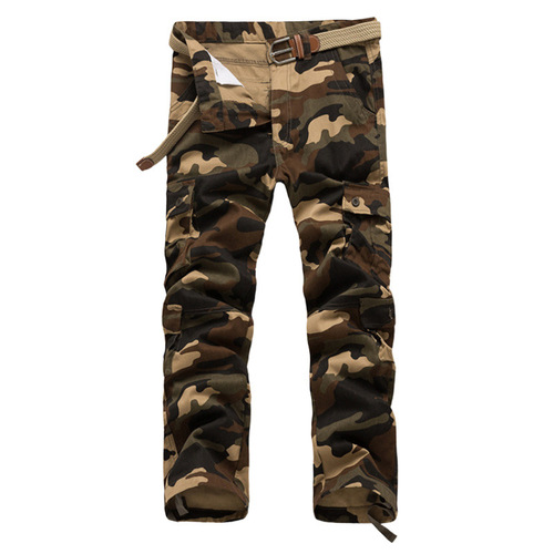 Foreign trade wholesale multi-pocket camouflage overalls men's outdoor tactical casual pants plus fat large size straight loose