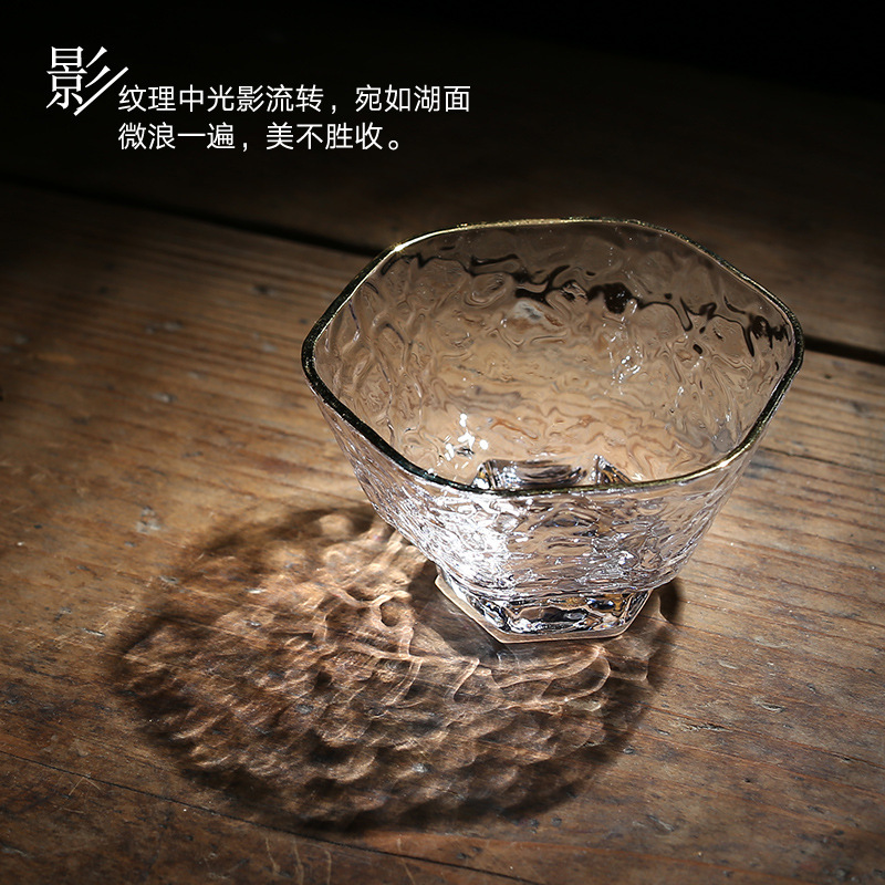 Patrón de martillo taza de té traje pequeña taza de té Copa maestra Vidrio japonés juego de té de Kung Fu resistente al calor Té sola taza