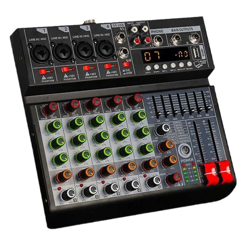 RV6 канальный микшер встроенный 99DSP эффект 48 В фантомная мощность звуковая карта трансграничная английская версия звук прямой трансляции